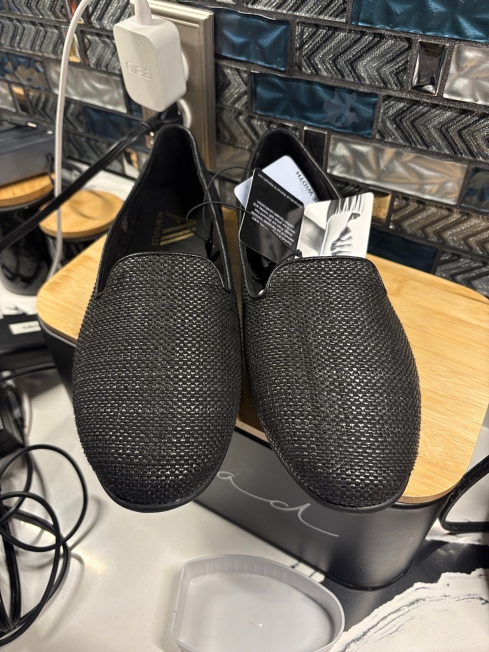AEROSOLES Black Woven Slip-On Loafers